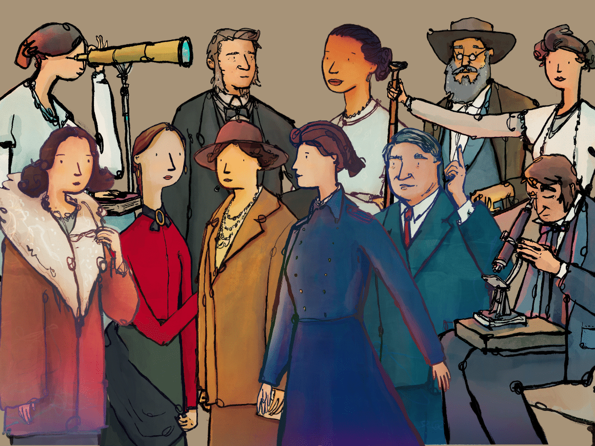 Illustrations of the historical figures after whom the LSW medals are named.