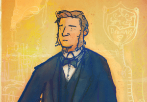 A cartoon image of William Menelaus