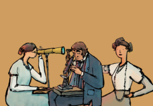 A cartoon image of Dillwyn family members