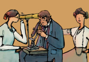 A cartoon image of Dillwyn family members